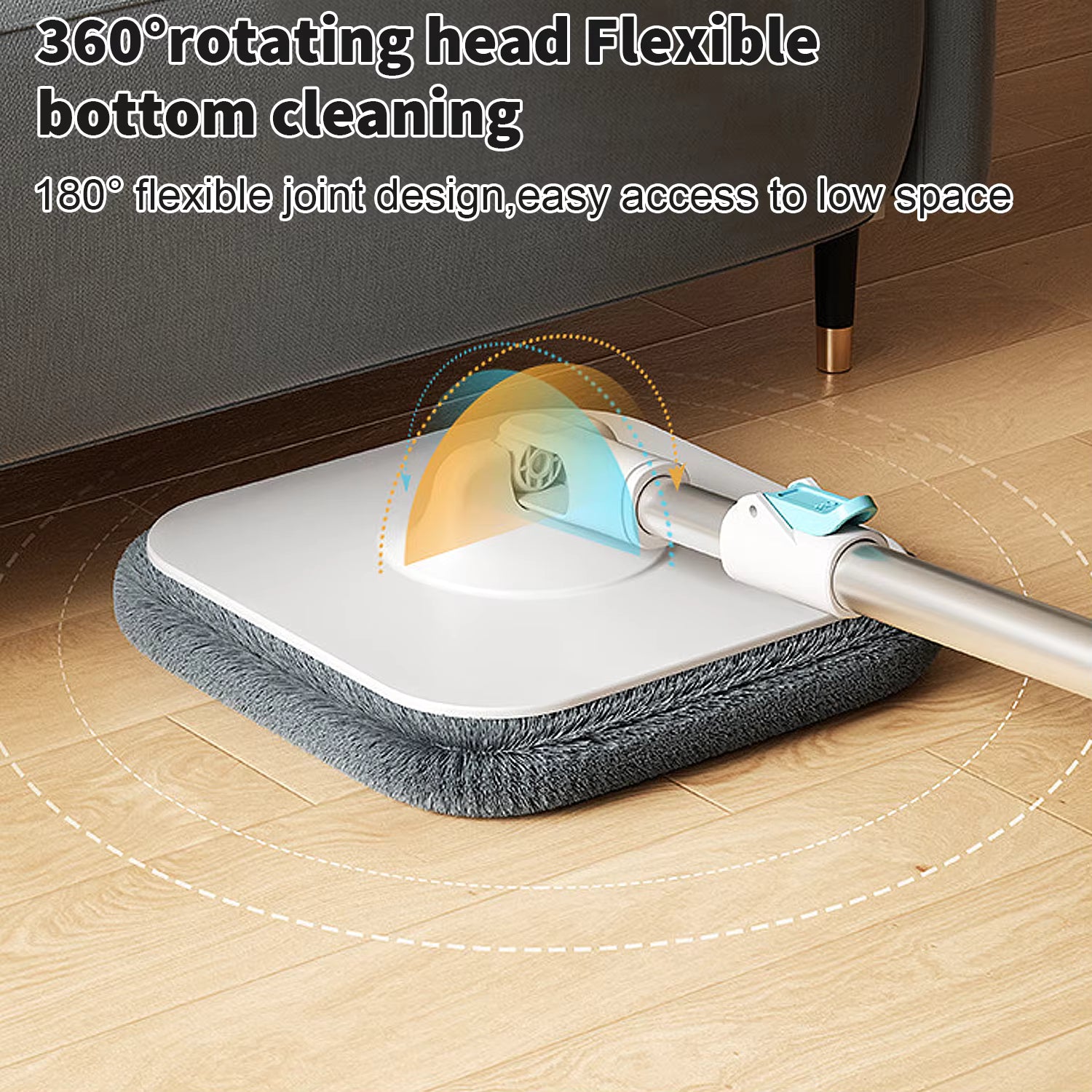 360 ° Spin Mop-Eimer-Sets mit Wring-System, Mikrofaser-Nachfüllungen, Bodenreinigung für den Haushalt, 102–128 cm, ausziehbarer, verstellbarer Griff