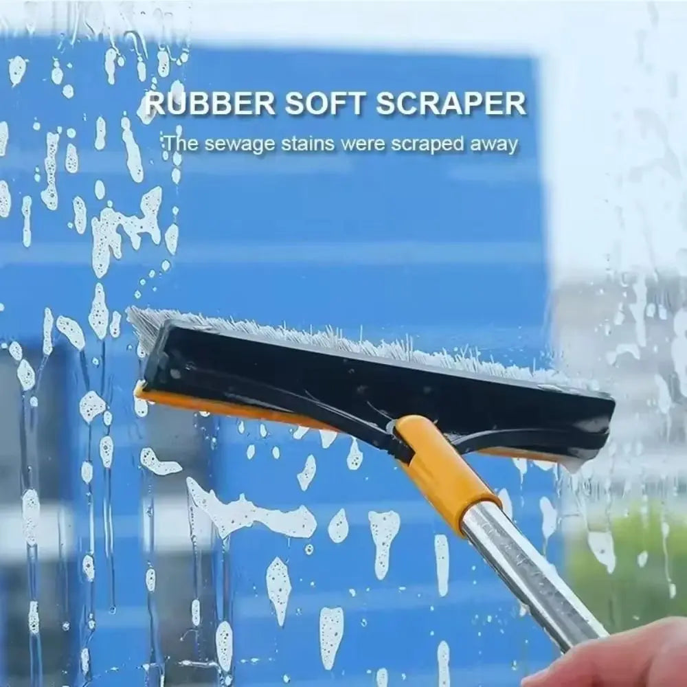 Multifunktionale 3-in-1-Boden-Scheuerbürste mit langem Griff, drehbare Reinigungsbürste, abnehmbarer Wischer, magische Besenbürste, Badezimmerreinigung