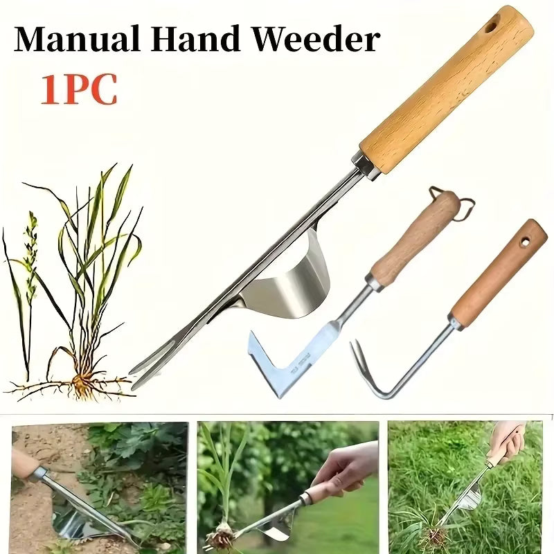 Edelstahl Holz Griff Garten Weeder Hand Jäten Entfernung Cutter Puller Werkzeuge Multifunktions Weeder Transplantation Garten Werkzeuge