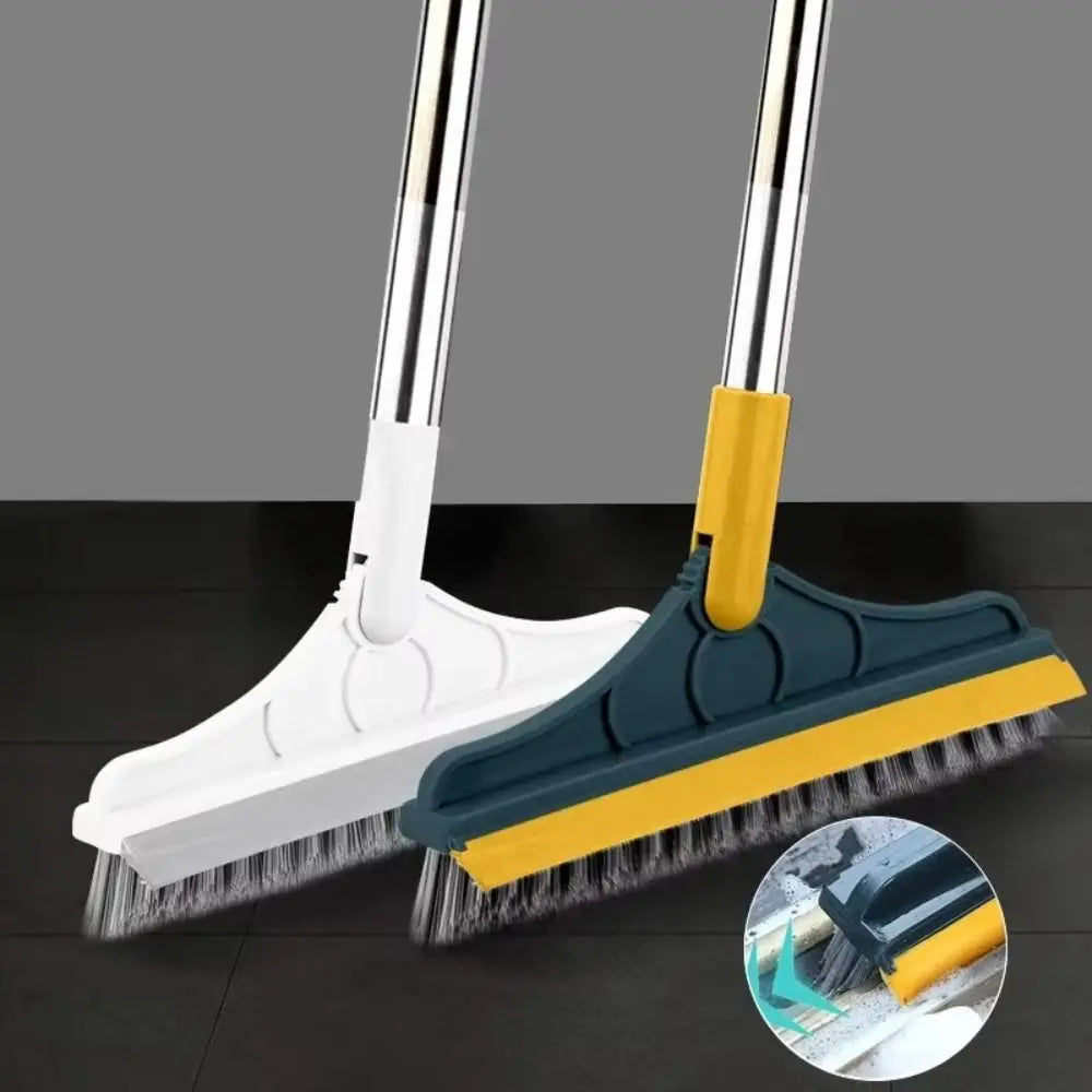 Multifunktionale 3-in-1-Boden-Scheuerbürste mit langem Griff, drehbare Reinigungsbürste, abnehmbarer Wischer, magische Besenbürste, Badezimmerreinigung