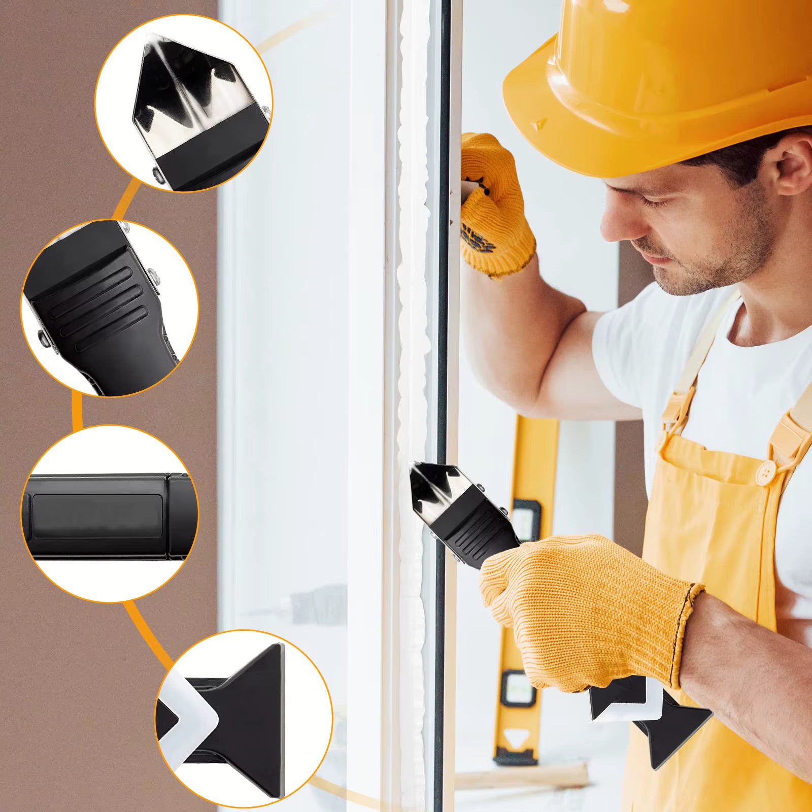 5-in-1-Werkzeugsatz zum Schaufelkleber mit Metallkopf: Silikonspatel, Dichtungsentferner, Fugenentfernung, Dichtmittel-Finish und Eckschrott