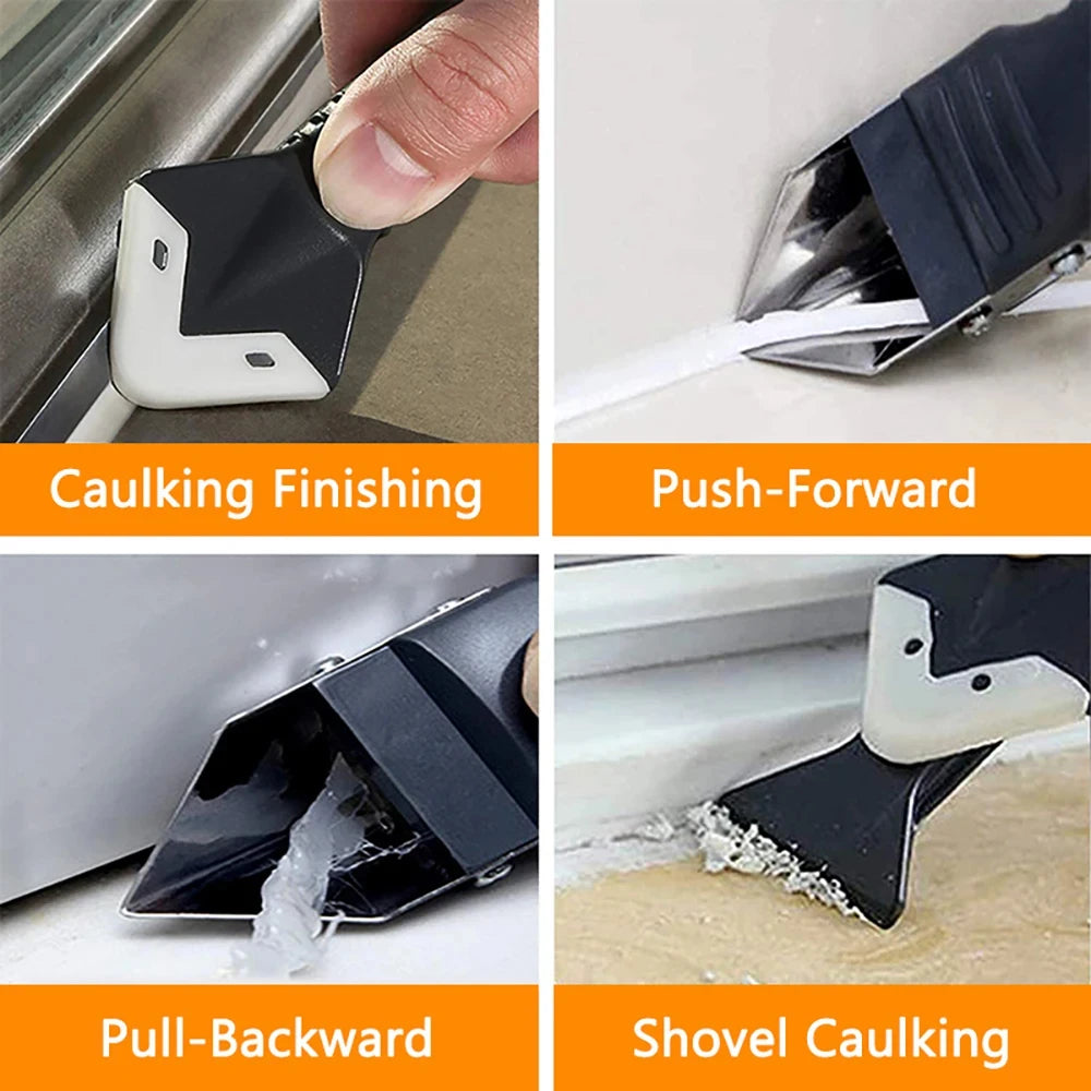 5-in-1-Werkzeugsatz zum Schaufelkleber mit Metallkopf: Silikonspatel, Dichtungsentferner, Fugenentfernung, Dichtmittel-Finish und Eckschrott