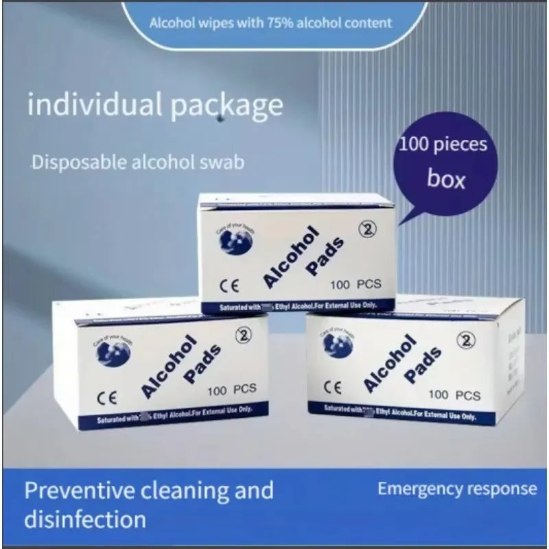 100PCS Einweg 75% Alkohol Nass Wischen Pads Für Antiseptische Saubere Haut Schmuck Handy Für Desinfektion Verwenden Tattoo Saubere werkzeuge