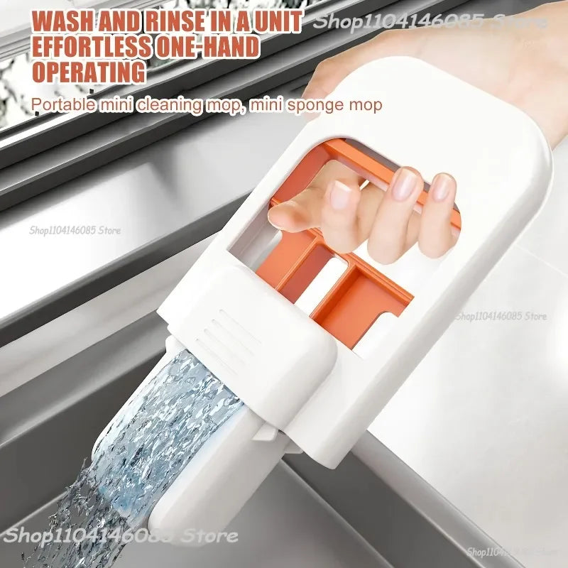 Mini-Schwammmopp, freihändige Waschmopps, tragbarer Mini-Supersaugfähiger Mopp für Desktop-Boden, Badezimmer, Küche, Glas, Autoreinigung