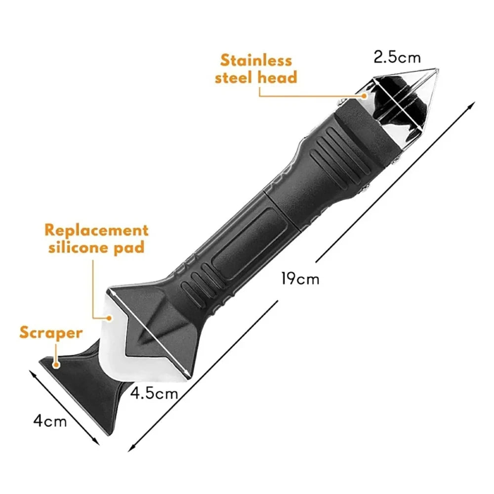 5-in-1-Werkzeugsatz zum Schaufelkleber mit Metallkopf: Silikonspatel, Dichtungsentferner, Fugenentfernung, Dichtmittel-Finish und Eckschrott