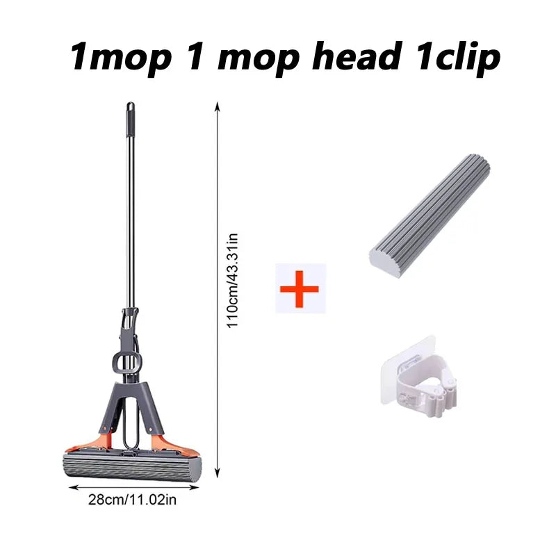 28 cm/34 cm Schwammmopp, super saugfähig, Staubentfernung, freihändiges Waschen für die Reinigung von Küche, Badezimmer, Hartholz, Fliesen, Laminatböden