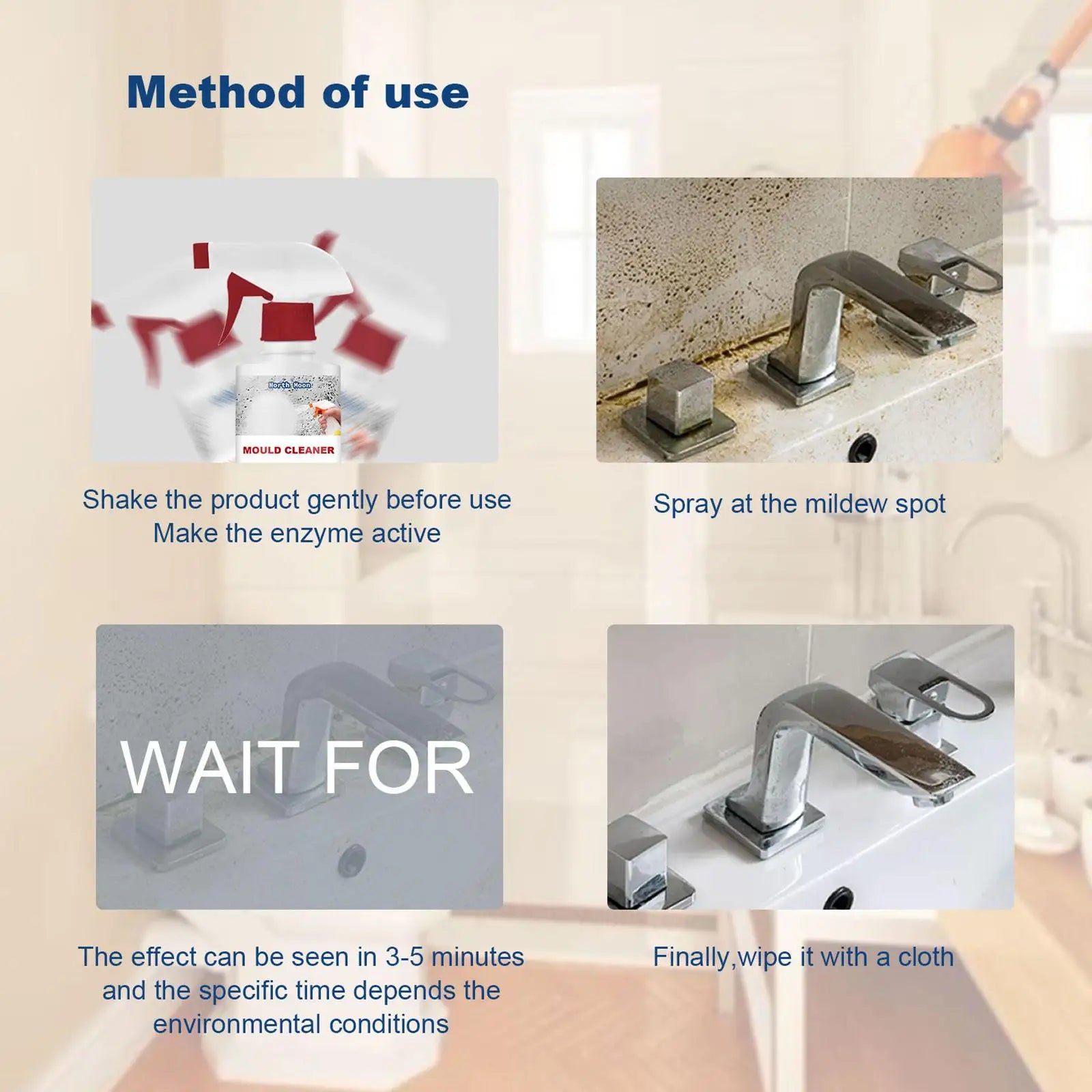 60 ml Schimmelentferner Spray Decke Badezimmer Keramik Wandoberfläche Anti-Schimmel-Reinigungsschaum Multi-Effekt-Reinigung Dekontamination