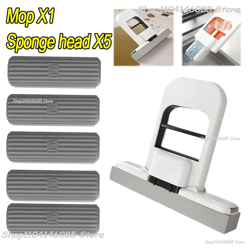Mini-Schwammmopp, freihändige Waschmopps, tragbarer Mini-Supersaugfähiger Mopp für Desktop-Boden, Badezimmer, Küche, Glas, Autoreinigung