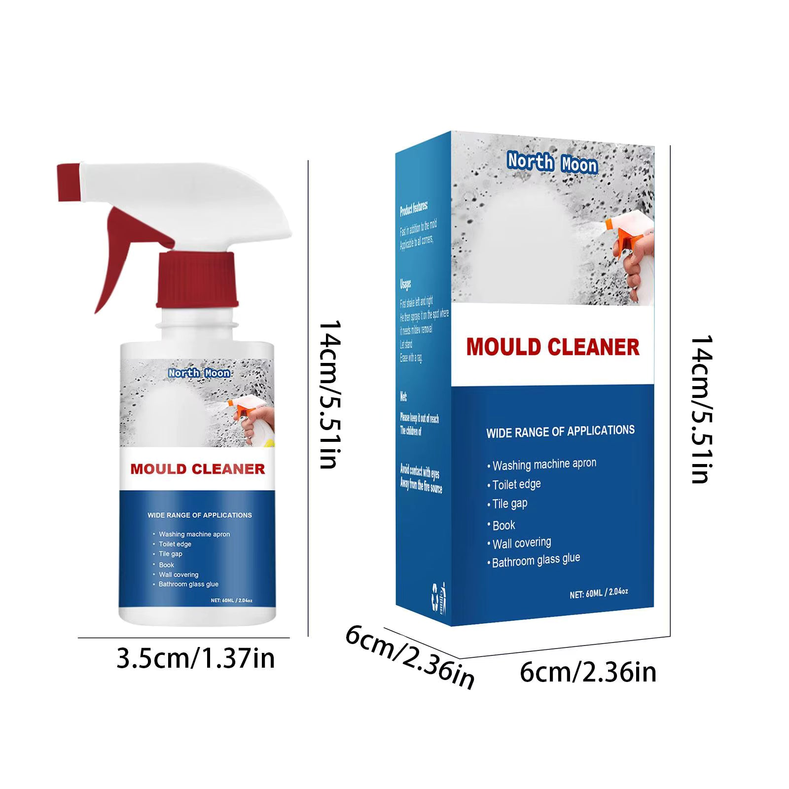 60 ml Schimmelentferner Spray Decke Badezimmer Keramik Wandoberfläche Anti-Schimmel-Reinigungsschaum Multi-Effekt-Reinigung Dekontamination
