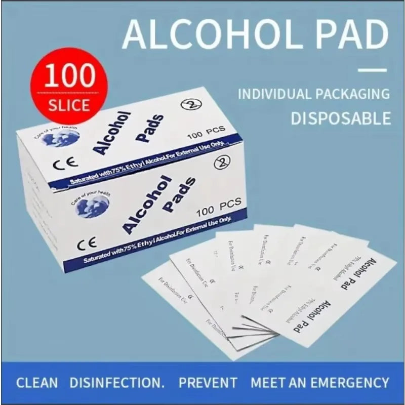 100PCS Einweg 75% Alkohol Nass Wischen Pads Für Antiseptische Saubere Haut Schmuck Handy Für Desinfektion Verwenden Tattoo Saubere werkzeuge