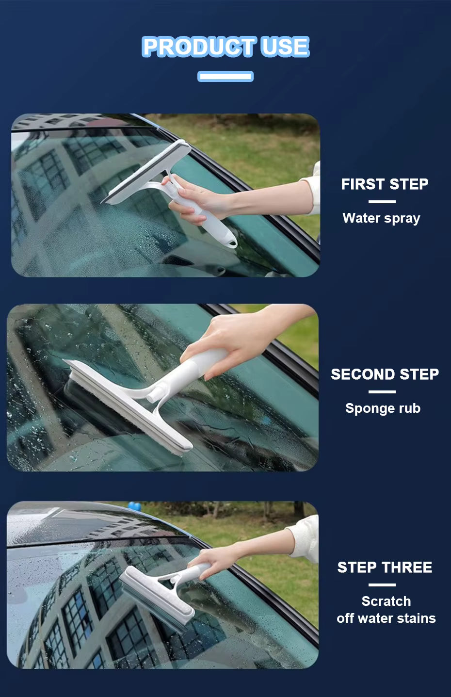 Seametal 3 in 1 Glas reinigungs wischer mit Sprüh flasche Mehrzweck tür Auto Windschutz scheiben reiniger für Aut ofens ter Reinigungs werkzeug