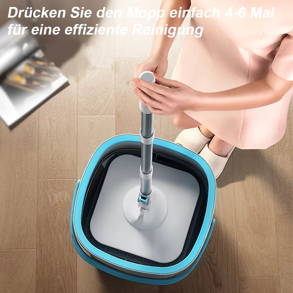 360 ° Spin Mop-Eimer-Sets mit Wring-System, Mikrofaser-Nachfüllungen, Bodenreinigung für den Haushalt, 102–128 cm, ausziehbarer, verstellbarer Griff