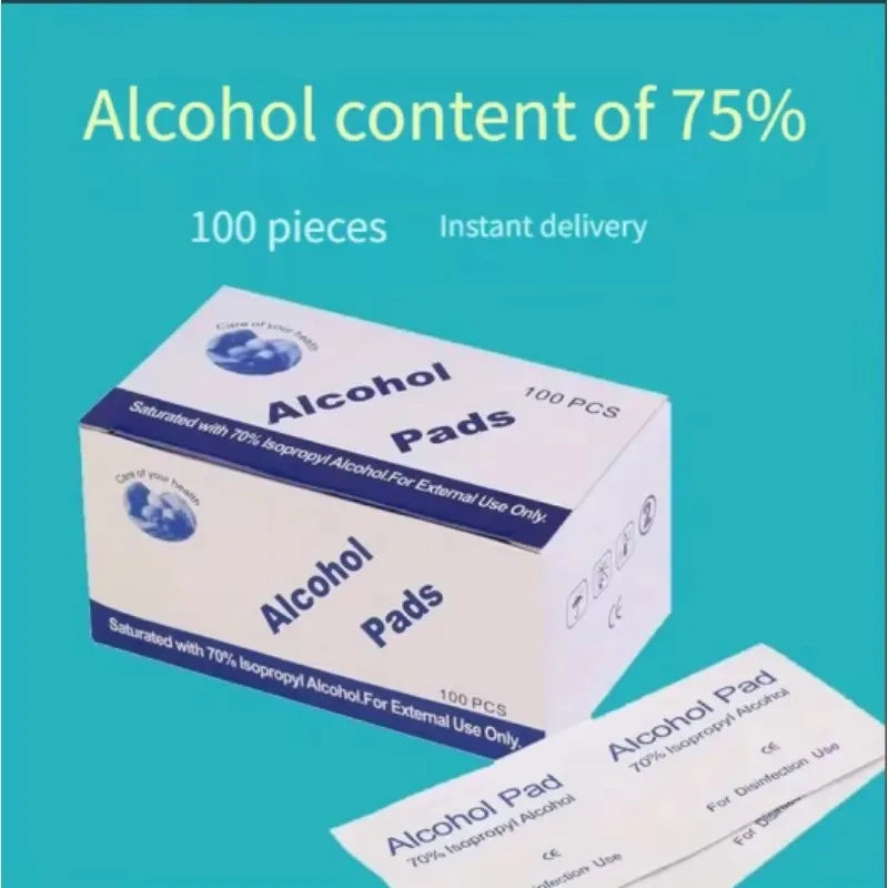 100PCS Einweg 75% Alkohol Nass Wischen Pads Für Antiseptische Saubere Haut Schmuck Handy Für Desinfektion Verwenden Tattoo Saubere werkzeuge