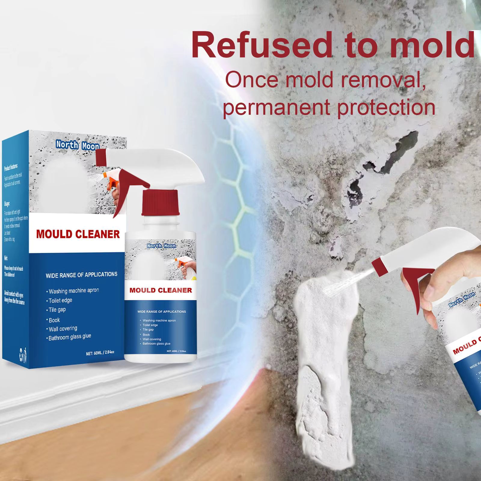 60 ml Schimmelentferner Spray Decke Badezimmer Keramik Wandoberfläche Anti-Schimmel-Reinigungsschaum Multi-Effekt-Reinigung Dekontamination