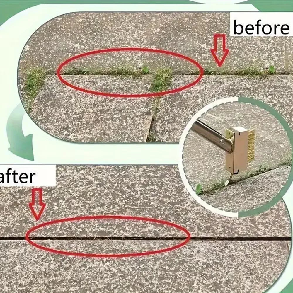 100mm Unkrautentferner, Fugenwerkzeug zum Entfernen von Unkraut und Moos, Langstieliger Stahldraht-Rubbler, Unkraut- und Moosentferner-Werkzeuge