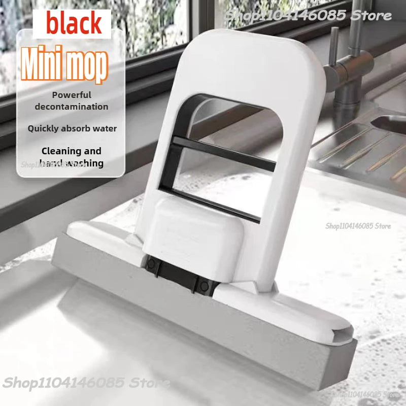 Mini-Schwammmopp, freihändige Waschmopps, tragbarer Mini-Supersaugfähiger Mopp für Desktop-Boden, Badezimmer, Küche, Glas, Autoreinigung