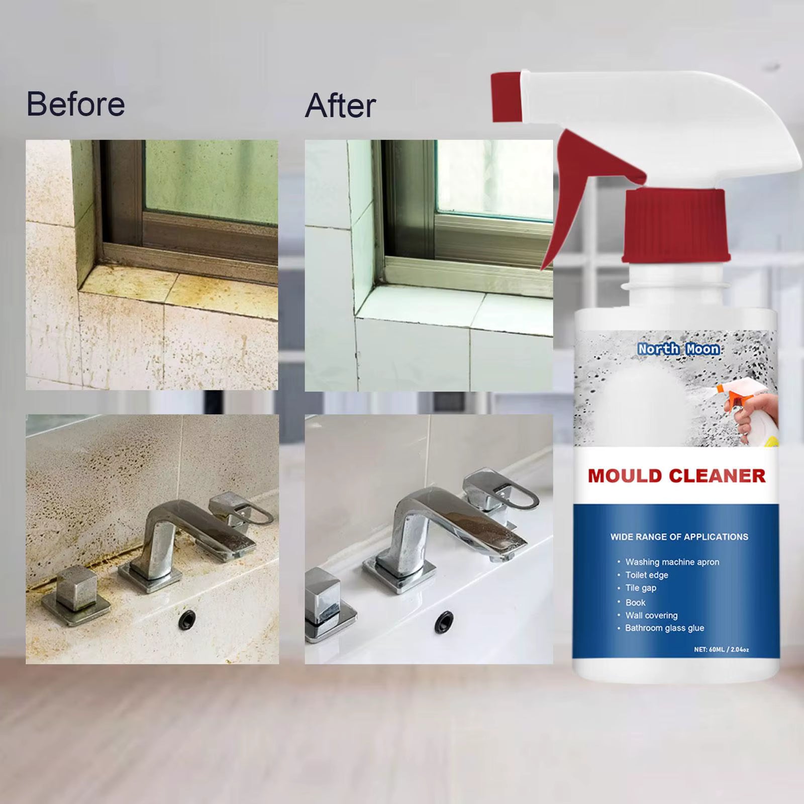 60 ml Schimmelentferner Spray Decke Badezimmer Keramik Wandoberfläche Anti-Schimmel-Reinigungsschaum Multi-Effekt-Reinigung Dekontamination