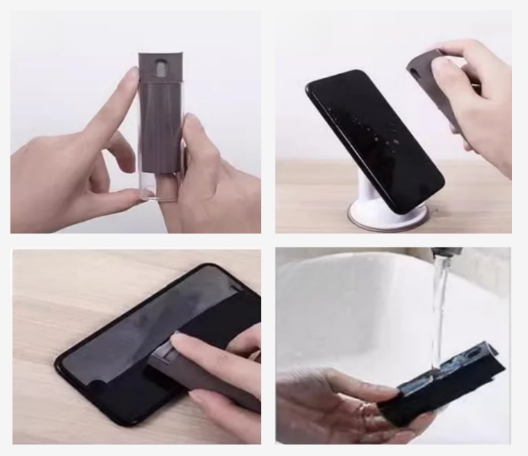 2-in-1 Mikrofaser-Bildschirmreiniger-Sprühflasche für Mobiltelefone, Tablets, Computer, Mikrofasertuch-Reinigungstücher für Spiegel & Bildschirme