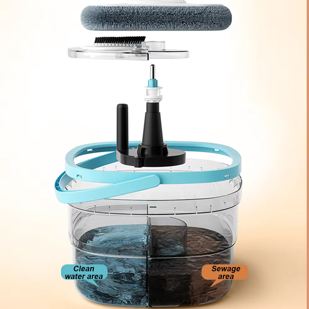 360 ° Spin Mop-Eimer-Sets mit Wring-System, Mikrofaser-Nachfüllungen, Bodenreinigung für den Haushalt, 102–128 cm, ausziehbarer, verstellbarer Griff