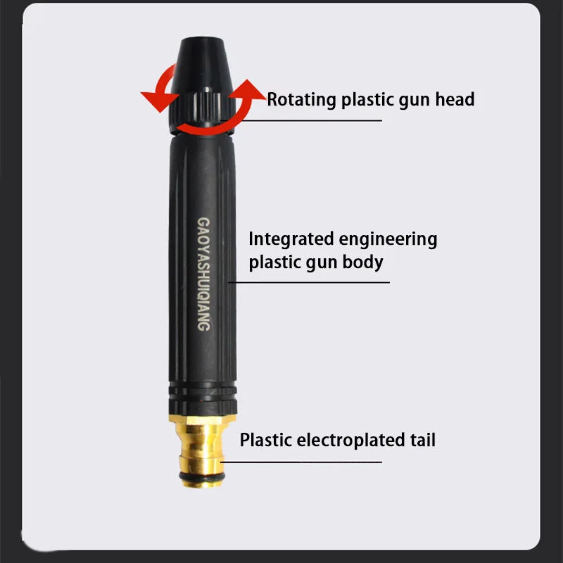 Tragbare Hochdruck-Waschwasserpistole, verstellbar, direktes Spray, Autowaschdüse, Hausgarten, Bewässerungspistole, 1/2 Zoll Kupferkupplung