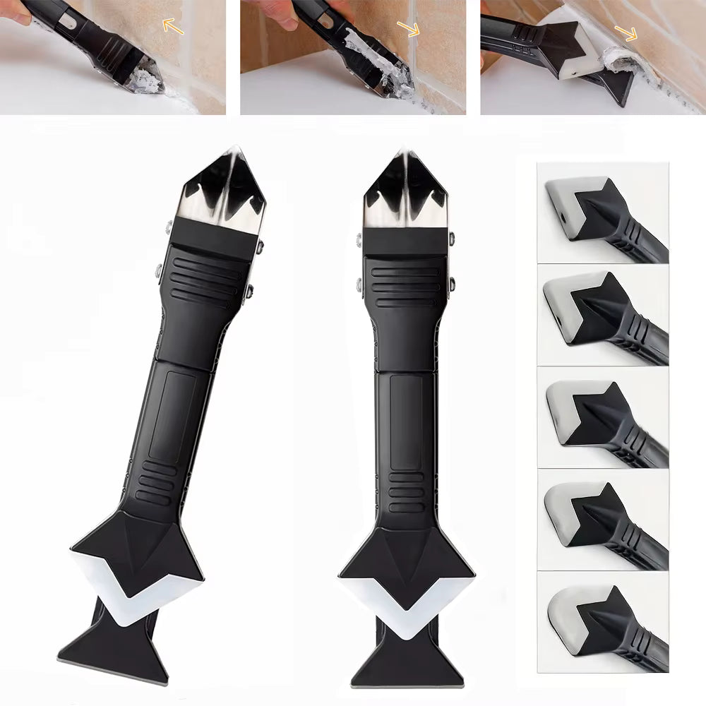 5-in-1-Werkzeugsatz zum Schaufelkleber mit Metallkopf: Silikonspatel, Dichtungsentferner, Fugenentfernung, Dichtmittel-Finish und Eckschrott