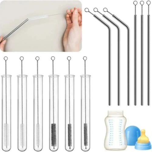 10 Teile/satz Hohe Qualität Stroh Reinigung Pinsel Weiches Haar Edelstahl Pinsel Langen Griff Trinkhalm Reiniger Reinigung Pinsel
