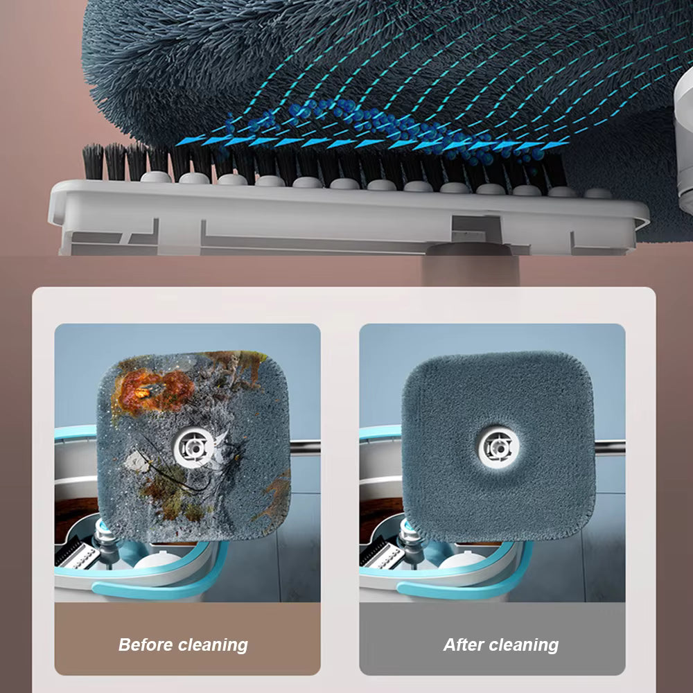 360 ° Spin Mop-Eimer-Sets mit Wring-System, Mikrofaser-Nachfüllungen, Bodenreinigung für den Haushalt, 102–128 cm, ausziehbarer, verstellbarer Griff