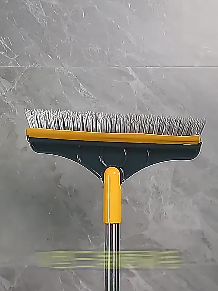 Multifunktionale 3-in-1-Boden-Scheuerbürste mit langem Griff, drehbare Reinigungsbürste, abnehmbarer Wischer, magische Besenbürste, Badezimmerreinigung